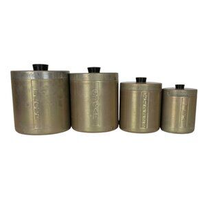 Aluminum Kitchen Canister Set Black Knobs Set Of 4 Vintage 50s Mid Century